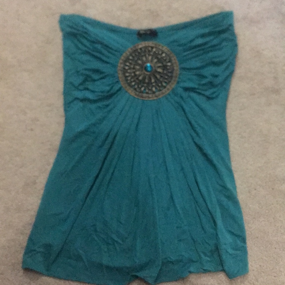 Sky embellished tube top